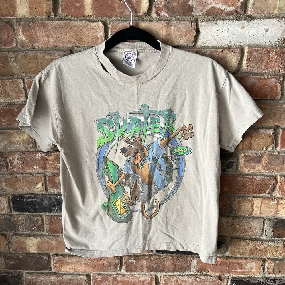 Vintage 90's Scooby Doo Kids T Shirt Skateboarding Skater Youth 14-16 Gray Shirt